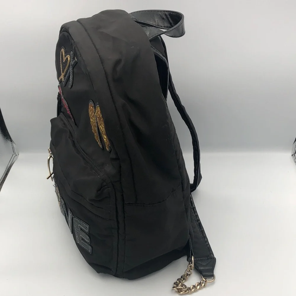 Victoria's Secret Black Backpack with Gold Embellishments Hearts & Wings - Picture 8 of 11